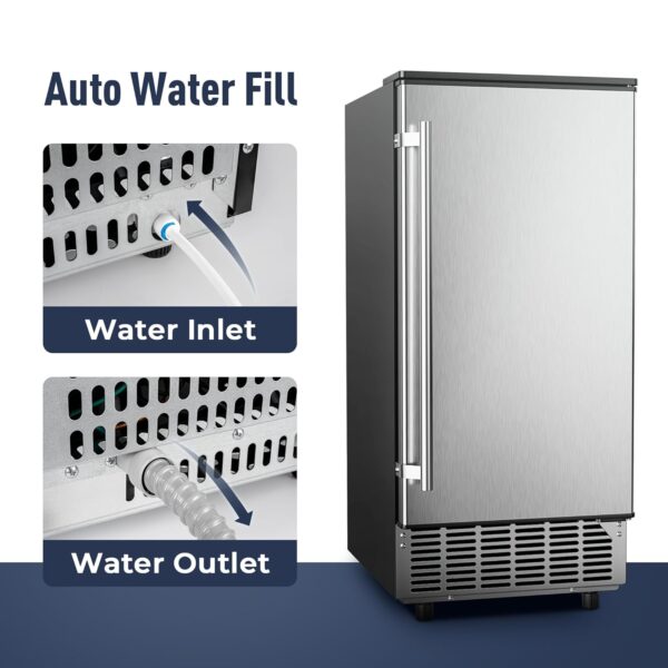 Commercial Under Counter Ice Maker Machine. 80Lbs/Day with 24lbs Ice Storage. Built-in Drain Pump/Automatic Cleaning/Timing Setting/Smart LCD Panel. Ideal for Both Home and Commercial Use