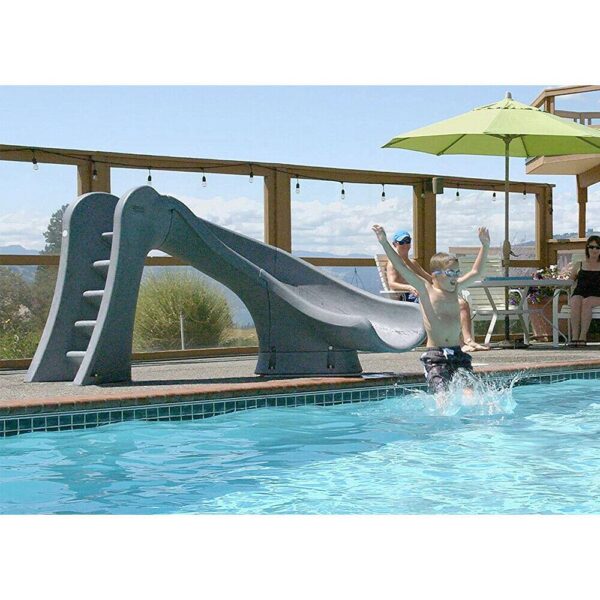 47ed1772dbc1485abefad4a71befba54 698-209-58124 Cyclone Right Curve Swimming Pool Slide, Gray Granite