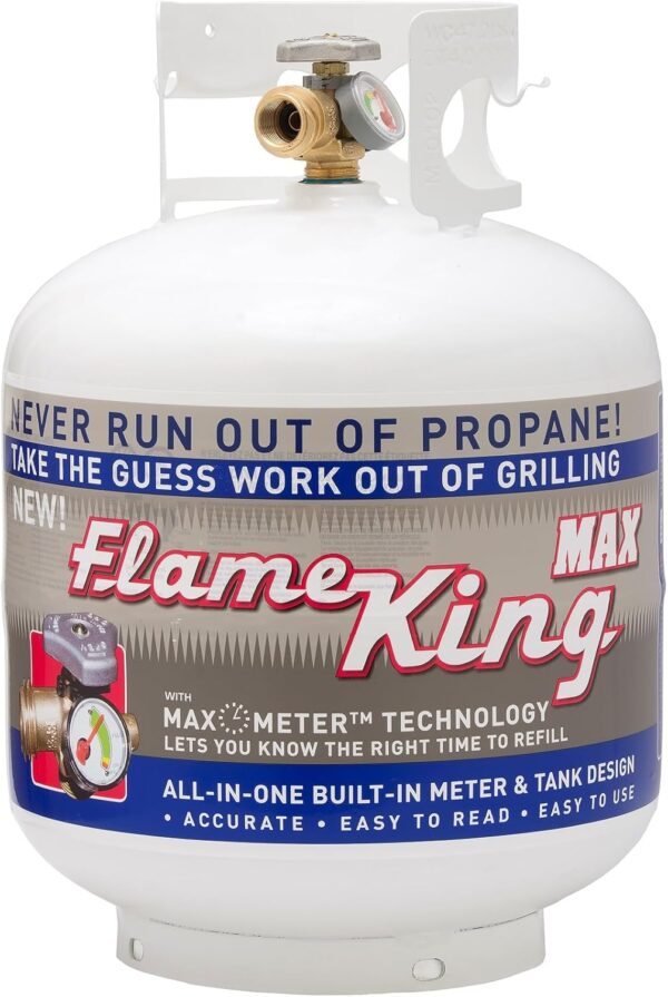 49C442C4-8340-31A3-25F7-C1B5BC420FB5.jpg Pound Steel Propane Tank Cylinder with OPD Valve and Built-in Gauge. 20 lb Vertical-Flame King