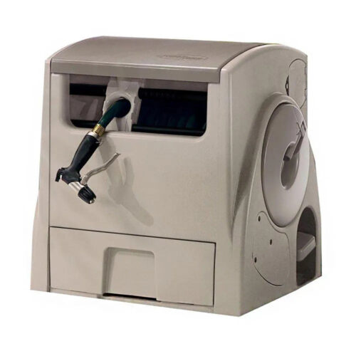 100 ft. Powerwind Auto Power Rewind Hose Reel, Light Taupe