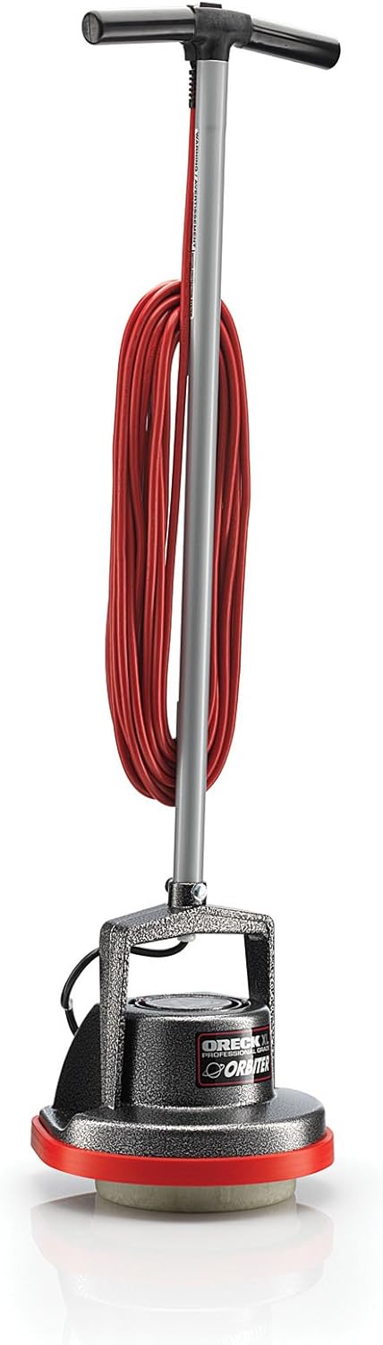 Commercial Orbiter Hard Floor Cleaner Machine. Multi-Purpose Floor Cleaning. Random Orbital Drive. Wide Cleaning Path. 50-Foot Long Cord. ORB550MC. Gray/Red-Oreck