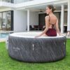 Bestway SaluSpa Fiji AirJet Large Round 2 to 4 Person Inflatable Hot Tub Portable Outdoor Spa with 120 AirJets and EnergySense Cover. Grey