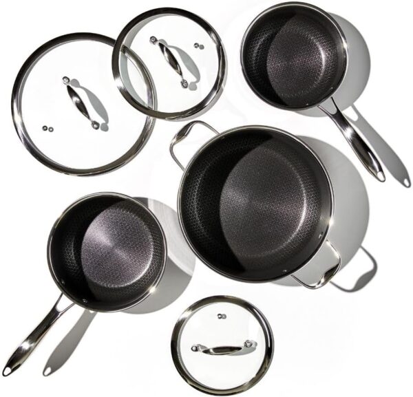 55f8d504b9984ab5a784aca0449ab50c Hybrid Nonstick 6-Piece Pot Set with 2 Silicone Trivets, 2, 3, and 8-Quart Pots with Tempered Glass Lids, Stay-Cool Handles, Dishwasher-Friendly, Induction-Ready, Compatible with All Cooktops