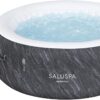 Bestway SaluSpa Fiji AirJet Large Round 2 to 4 Person Inflatable Hot Tub Portable Outdoor Spa with 120 AirJets and EnergySense Cover. Grey