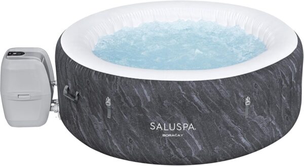 56F69543-3174-AE07-5469-4C215E4258D3.jpg Bestway SaluSpa Fiji AirJet Large Round 2 to 4 Person Inflatable Hot Tub Portable Outdoor Spa with 120 AirJets and EnergySense Cover. Grey