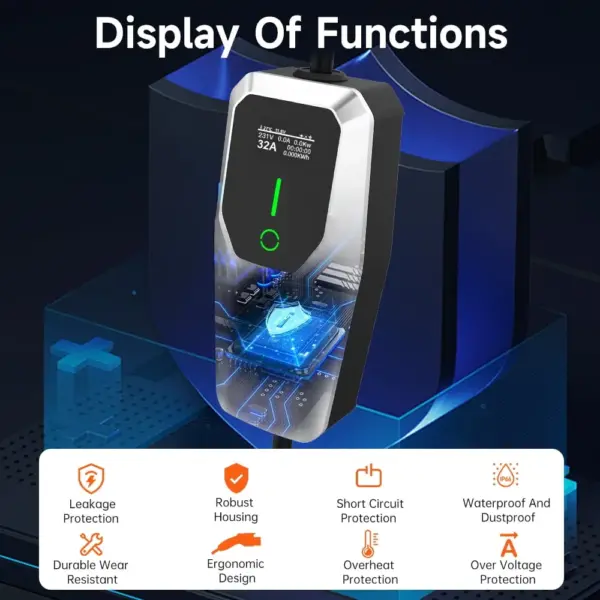 571692C2-A58B-7DAA-770B-4A98997C7F33.webp 32 Amp Level 1&2 Portable EV Charger .26FT Cable NEMA 14-50 Plug for Electric Car Home Charging Station 7.68KW
