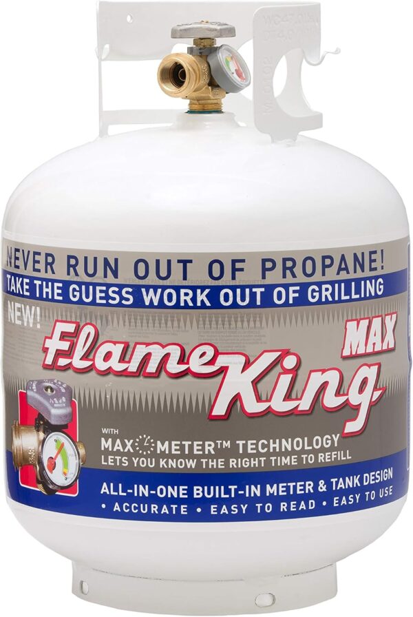 5B841E54-FB56-141B-B937-3614FF2CFD8E.jpg Pound Steel Propane Tank Cylinder with OPD Valve and Built-in Gauge. 20 lb Vertical-Flame King