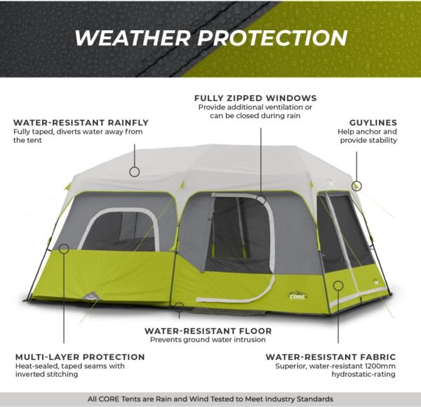 5BCADCB4-3F15-5697-D061-2BE0E3FF35A5.jpg Core 9 Person Instant Cabin Tent - 14' x 9'. Green (40008)