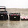 Keter Stack-n-Roll Modular Tools Organizer for Garage Storage and DIY. 3 Piece Resin Rolling Tool Box System for Small Parts