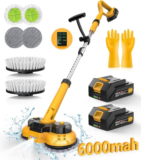 6206DA7D-70C0-8066-9138-B1C26492494E.jpg 6000mAh Battery Electric Mop M1. 800RPM Cordless Electric Power Scrubber & Mops for Floor Cleaning. Best Automatic Spin Mops with Smart Display.Rotating Mop with LED Light & Water Spray-qimedo