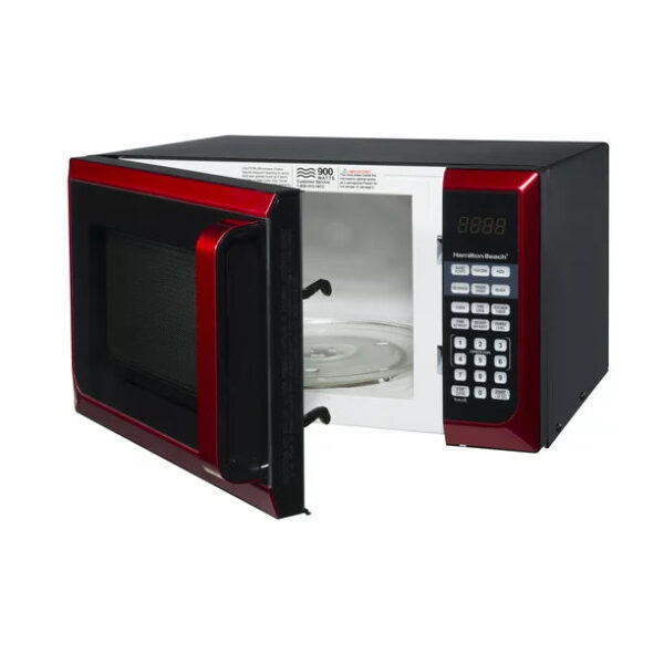69A6349A-64CE-3A7A-6BDB-42F82E598DBD Hamilton Beach Stainless Steel 0.9 Cu. ft. Red Microwave Oven, Red Stainless Steel