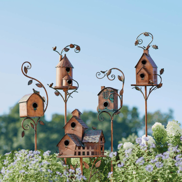 Birdhouse Garden Stakes