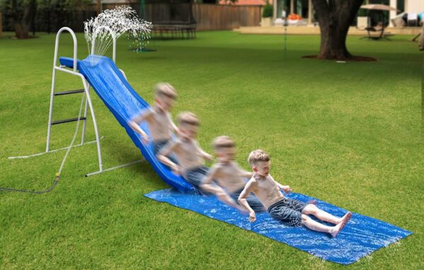 6C2782FB-B98B-3B6E-DE90-ABBC1AE2BA6D.jpg XDP Recreation 6 Foot Water Wave Slide with Built In Adjustable Sprinkler. Freestanding with Ground Pad and Hose Extension for Lawn Fun. Ages 3 to 8