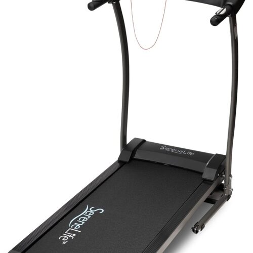SereneLife Folding Treadmill - Foldable Home Fitness Equipment with LCD for Walking & Running - Cardio Exercise Machine - Preset and Adjustable Programs - Bluetooth Connectivity