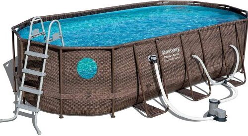 Bestway Power Steel 18' x 9 'x 48' above ground swimming pool Set with metal frame home swimming pool sand filter pump. skimmer and vacuum