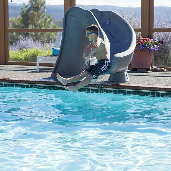 6bb2c6a4faf14dd3a6fa58a4f4a93fc6 698-209-58124 Cyclone Right Curve Swimming Pool Slide, Gray Granite