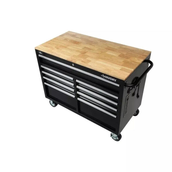 6d9c90c3b6fd4be18f1482d12336cf8d 46 in. W x 24 in. D 9-Drawer Gloss Black Deep Tool Chest Mobile Workbench