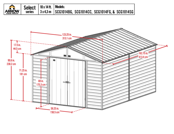701A8008-25DC-6EDB-E3DA-7D64E9DAEC6E Arrow Select Steel Storage Shed, 10×14, Blue Grey