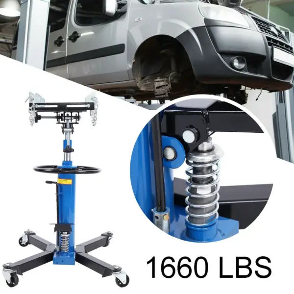 704B92FC-D680-05AB-C373-AE86E2067793.webp 1660 Pounds Hydraulic Car Transmission Jack Vertical Lift with 360° Swivel Wheel Pedal .Blue.33"-70"(0.75Ton)