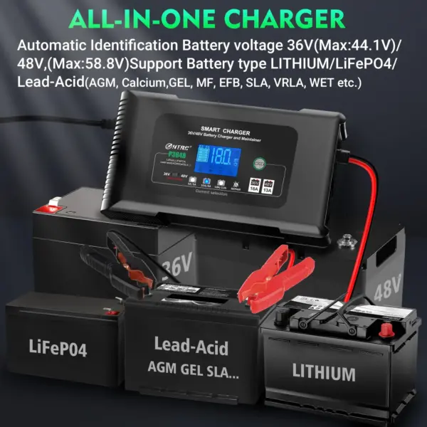 70AA3165-11C6-FFA4-0CAF-956910DC6513.webp 36 Volt Golf cart Charger 18-Amp Smart Charger. Car Battery Charger.Trickle Charger.36V.18-Amp and 48V.13-Amp.Lithium.LiFePO4.Lead-Acid AGM/Gel/SLA.Battery Charger. for EZGO TXT.Car. Boat.