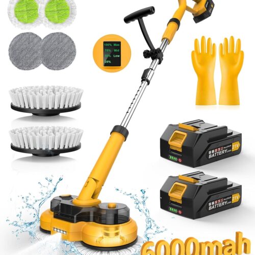 6000mAh Battery Electric Mop M1. 800RPM Cordless Electric Power Scrubber & Mops for Floor Cleaning. Best Automatic Spin Mops with Smart Display.Rotating Mop with LED Light & Water Spray-qimedo