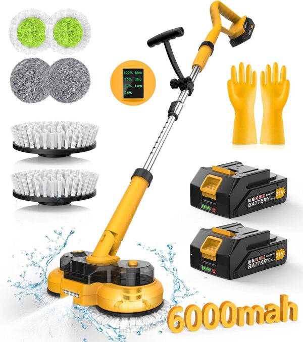 71198E35-9EA3-950B-FF20-56605EF2C434.jpg 6000mAh Battery Electric Mop M1. 800RPM Cordless Electric Power Scrubber & Mops for Floor Cleaning. Best Automatic Spin Mops with Smart Display.Rotating Mop with LED Light & Water Spray-qimedo