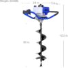 Post Hole Digger Gas Powered. 52cc 2.4 HP 2 Stroke Engine Earth Auger with 8" Drill Bit. EPA Compliant Post Hole Auger