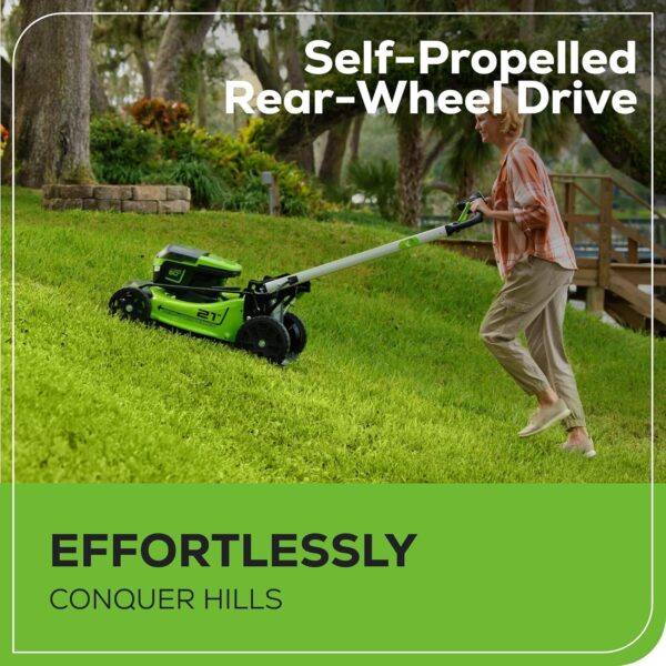 772b364d55e74c09ba9a0c32109eb6f3 60V 21” Cordless (Self-Propelled) Lawn Mower , 2 x 4.0Ah Batteries and Dual Port Rapid Charger