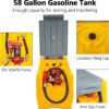 TECSPACE 58 Gallon Gasoline Tank. Portable Fuel Tank with 12V Electric Fuel Transfer Pump. 40 GPM Gasoline Fuel Tank with 4 Meters Hose for Gasoline Transportation (Yellow. 58 gal)