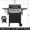 MASTER COOK 3 Burner BBQ Propane Gas Grill. Stainless Steel 30.000 BTU Patio Garden Barbecue Grill with Two Foldable Shelves