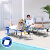 3-in-1 Outdoor Sun Tanning Lounge Chair with Face Hole – 5-Position Recliner. Folding Side Table & Removable Pillow. 330lbs Capacity. Blue