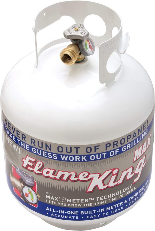 826C3560-3F7B-D586-A881-DC674C9B0C2F.jpg Pound Steel Propane Tank Cylinder with OPD Valve and Built-in Gauge. 20 lb Vertical-Flame King