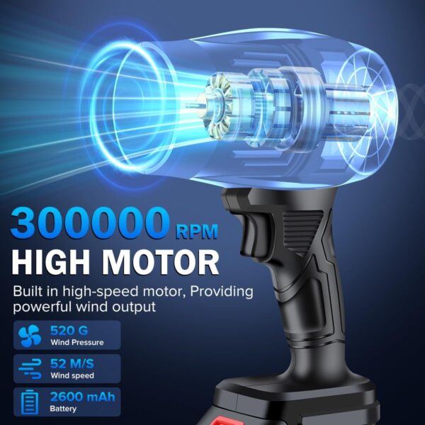 82F60070-8436-7015-3AED-CC6F71349C36.jpg Electric Cordless Leaf Blower. Handheld Electric Leaf Blower. Mini Jet Dry Blower Fan with 2 Packs 2.6Ah Batteries and Charger. Violent Turbo Jet Blower for Lawn. Patio. Outdoors. Car. Home