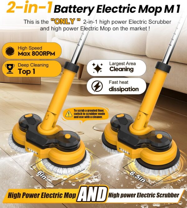 842C6454-5B29-705B-6196-48A094FA15A5.jpg 6000mAh Battery Electric Mop M1. 800RPM Cordless Electric Power Scrubber & Mops for Floor Cleaning. Best Automatic Spin Mops with Smart Display.Rotating Mop with LED Light & Water Spray-qimedo