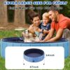 Foldable Dog Swimming Pool. 120"x20" Oversize Collapsable Hard Plastic Potable Bathing Tub for Pet Dog Kiddie Pool Indoor and Outdoor Leakproof PVC Play Pool for Large Dogs Pets Puppy Kids Blue