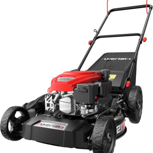 21" Steel Deck Gas Lawn Mower. Heavy-Duty 3-in-1 Push Mower. 144cc 4-Stroke Engine. 6-Position Height Adjustment. Large 1.4 Bushel Grass Catcher. Durable & Efficient for Yard & Garden