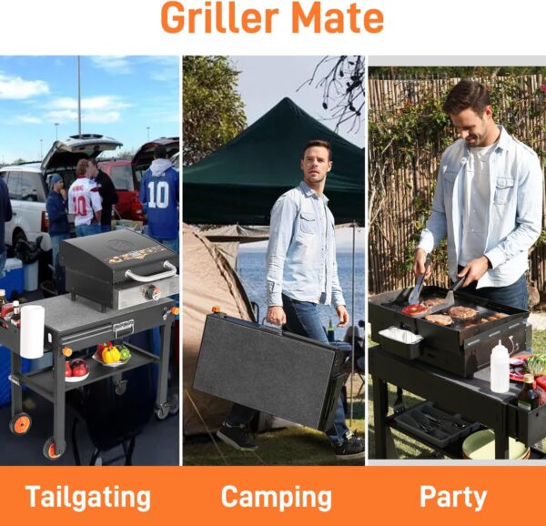 8D71C4DB-DA4F-95BB-9399-1CC65184EAB7.jpg Portable Outdoor Grill Table. Folding Grill Cart Solid and Sturdy. Blackstone Griddle Stand Large Space. Blackstone Table with Paper Towel Holder. Grill Stand for Blackstone Griddle. Ninja Grills etc
