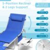 3-in-1 Outdoor Sun Tanning Lounge Chair with Face Hole – 5-Position Recliner. Folding Side Table & Removable Pillow. 330lbs Capacity. Blue