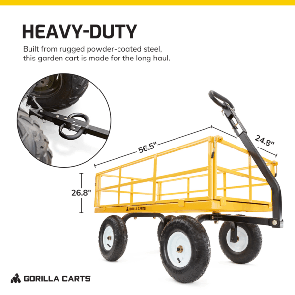 9167749E-9026-2FCB-F869-7D8261FF2B3A.png Gorilla Carts 1200 Pound Capacity Steel Utility Cart Wagon with Removable Sides