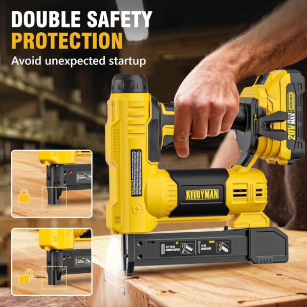 920A8E37-056E-1A9A-5881-84F89E10A632.jpg Alloyman 18 Gauge Nail Gun Battery Powered. 2 in 1 Cordless Brad Nailer/Electric Stapler with 2.0Ah Battery and Charger.1000pcs Nails and 500pcs Staples Included for Home Improvement & Woodworking