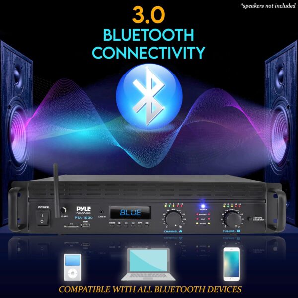 930DDDC9-ECB5-1351-6007-05AC30A46ED2.jpg 2-Channel Bluetooth Power Amplifier - 2000W Bridgeable Rack Mount Pro Audio Sound Wireless Home Stereo Receiver w/TRS XLR Input.LCD. Bridge Mode. Cooling Fan - Entertainment Speaker System