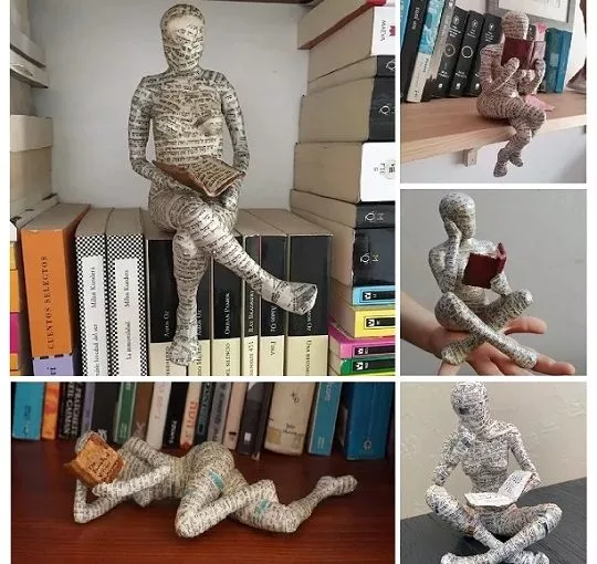 9328b3c24bec4ae60035c2fe493609c5.webp Reading Woman Resin Statue|Pulp Woman Reading Resin Bookshelf Decor