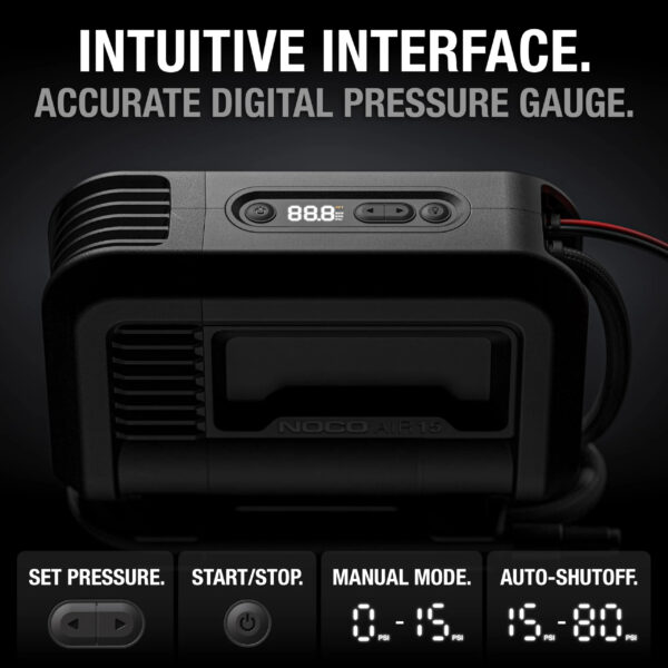 93B4C222-6655-43D0-16D4-212039E23F2E.jpg UltraFast 15A Tire Inflator. 12V Portable Air Compressor Pump. Rated at 80 PSI. Inflates Tires from 0-40 PSI in 2.9 Minutes with a Digital Gauge. Smart Pressure and Auto-Shutoff