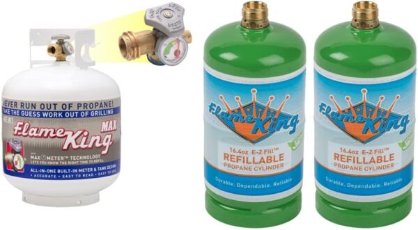 9577FFF5-130A-B4C4-04A4-0D47747EFBF9.jpg Pound Steel Propane Tank Cylinder with OPD Valve and Built-in Gauge. 20 lb Vertical-Flame King