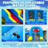 11-in-1 Inflatable Water Slide & Dolphin Bounce House w/2 Long Slides. 19.7 Ft x 13.1 Ft Extra Large Waterslide Climbing Wall w/Small Deeper Pool.Water Cannons.Hoop for Kids Backyard.550W Blower