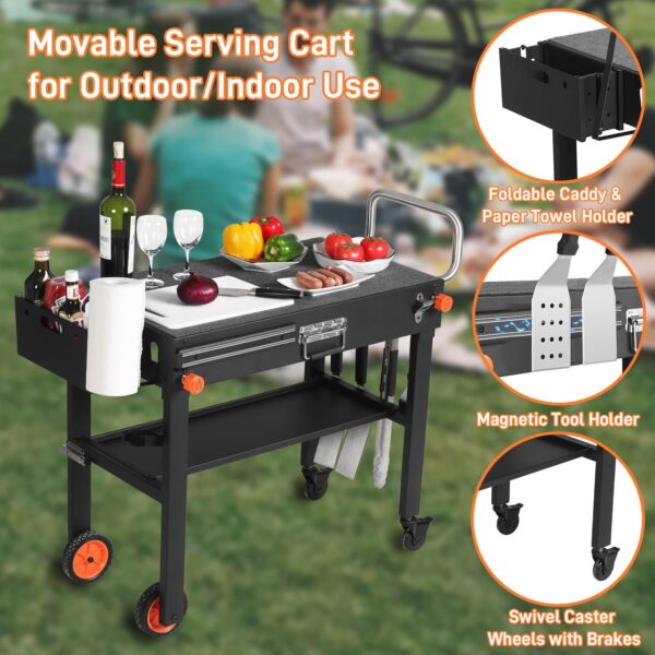 9B1391FA-2AC2-B7B0-9D72-6DA80CC0D96C.jpg Portable Outdoor Grill Table. Folding Grill Cart Solid and Sturdy. Blackstone Griddle Stand Large Space. Blackstone Table with Paper Towel Holder. Grill Stand for Blackstone Griddle. Ninja Grills etc