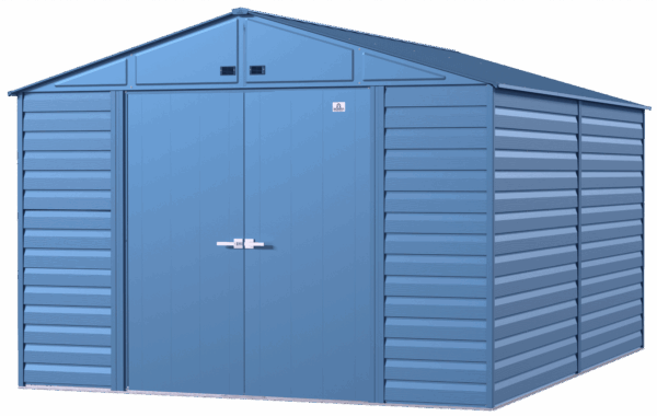 9C2FB80B-EDBC-8751-D275-93987AA14E25 Arrow Select Steel Storage Shed, 10×14, Blue Grey