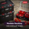 Keter Stack-n-Roll Modular Tools Organizer for Garage Storage and DIY. 3 Piece Resin Rolling Tool Box System for Small Parts
