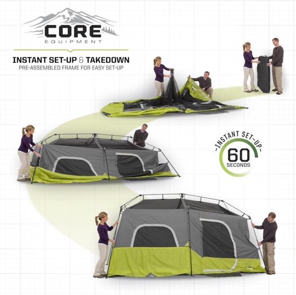 9DF09C6A-E7EE-29F6-A610-B35FF621DEFF.jpg Core 9 Person Instant Cabin Tent - 14' x 9'. Green (40008)
