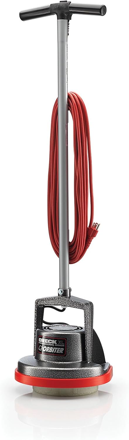 Commercial Orbiter Hard Floor Cleaner Machine. Multi-Purpose Floor Cleaning. Random Orbital Drive. Wide Cleaning Path. 50-Foot Long Cord. ORB550MC. Gray/Red-Oreck